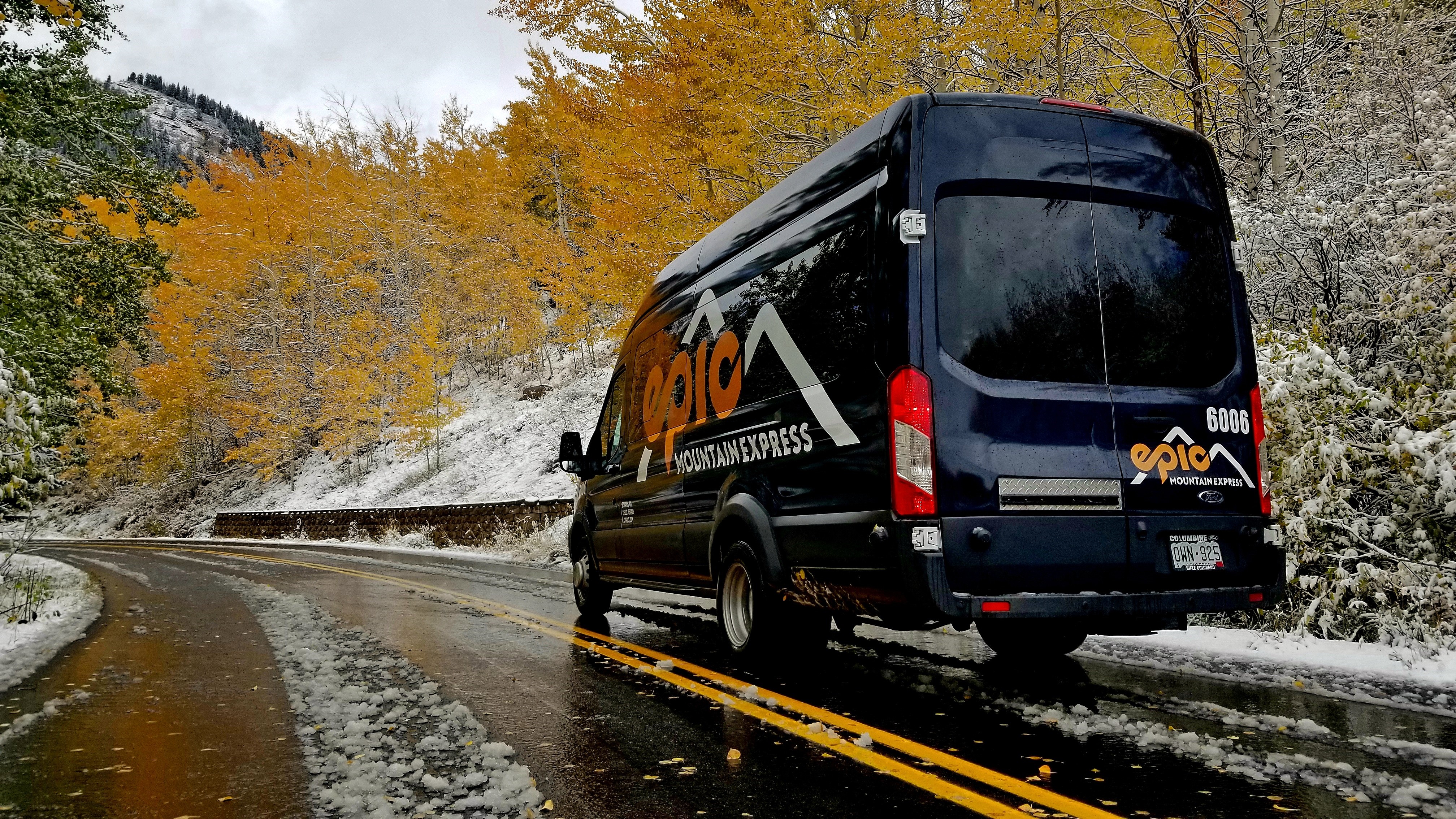 Shuttle driving in the fall.